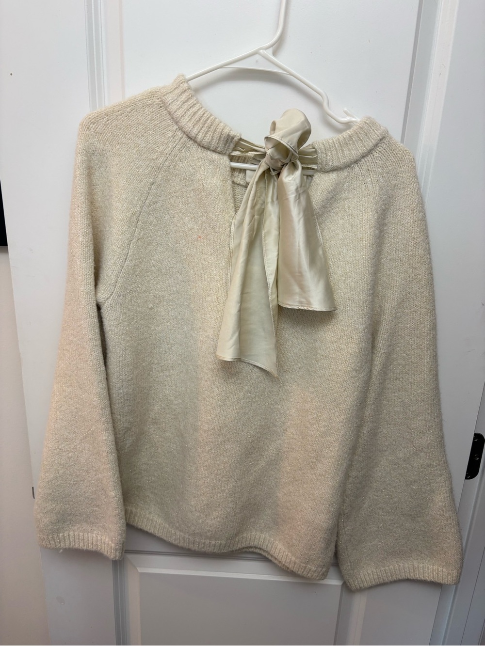 Lands End sparkly cream Tie-Back Sweater